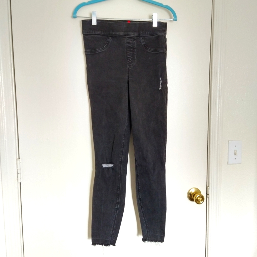 Spanx Dark Gray Lightly Distressed Jeans